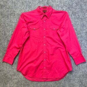 Sheplers Western Shirt Mens 18.5 37 Pink Pearl Snap Tall Fit Long Sleeve